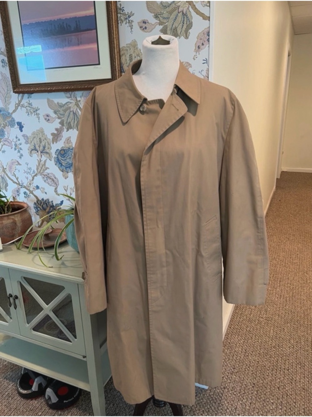 Vintage London Fog Men's Classic Beige Trench Coat with Zippered Lining